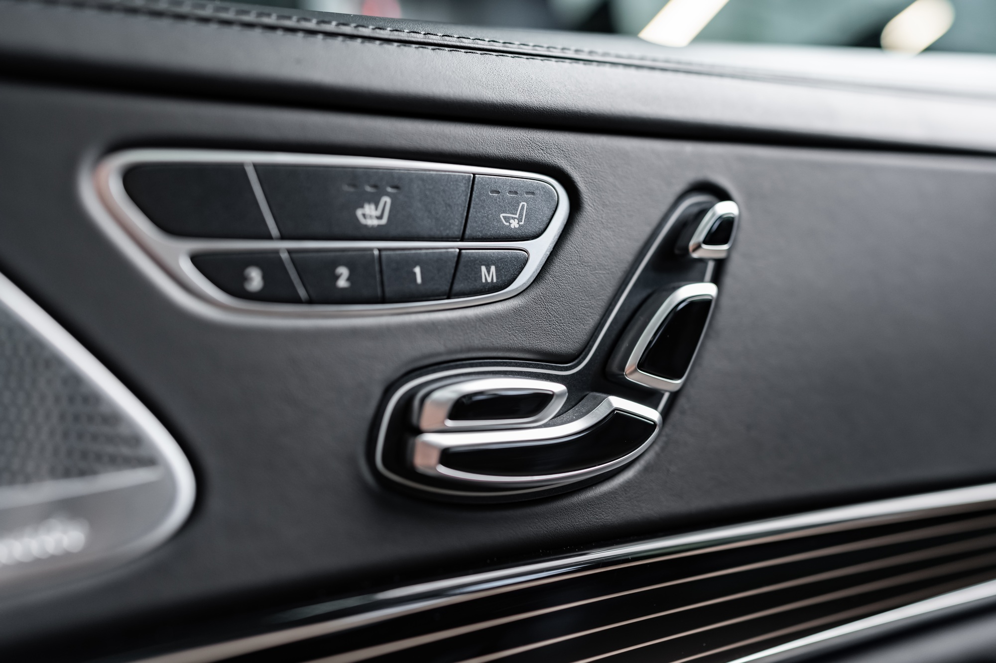 Car door inside the luxury modern car close up